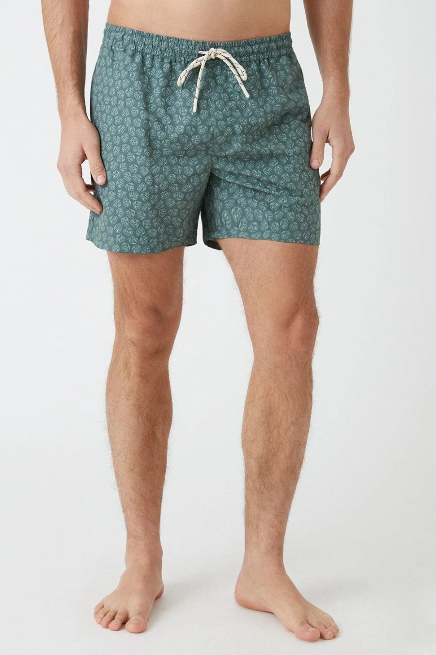 Swim Shorts * | Burton Leaf Print Swim Short Green