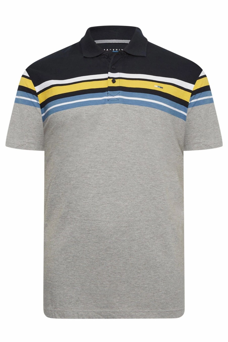 Polo Shirts * | Badrhino Stripe Polo Shirt Grey