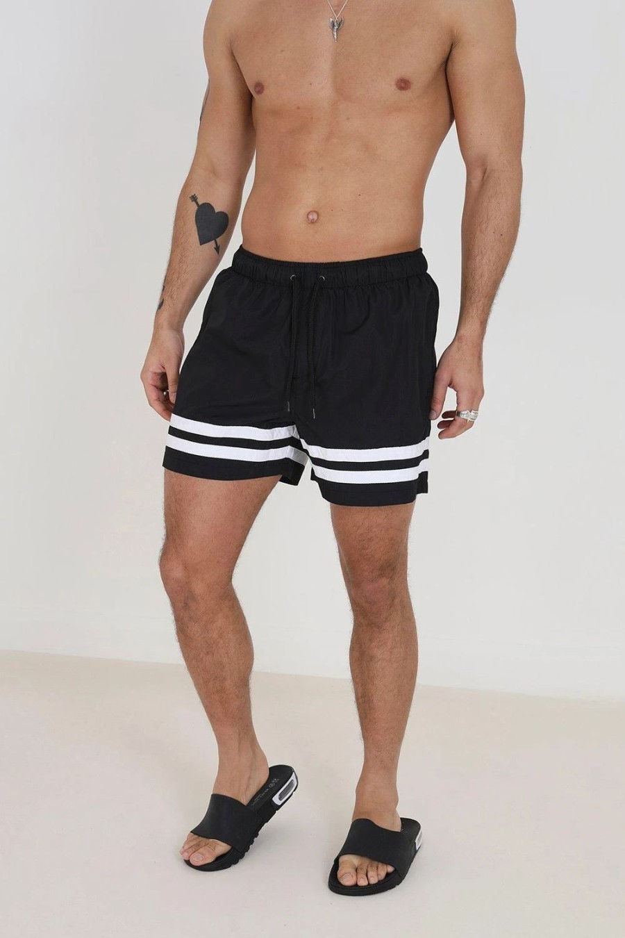 Swim Shorts * | Brave Soul 'Rios' Contrast Stripe Swim Shorts Black