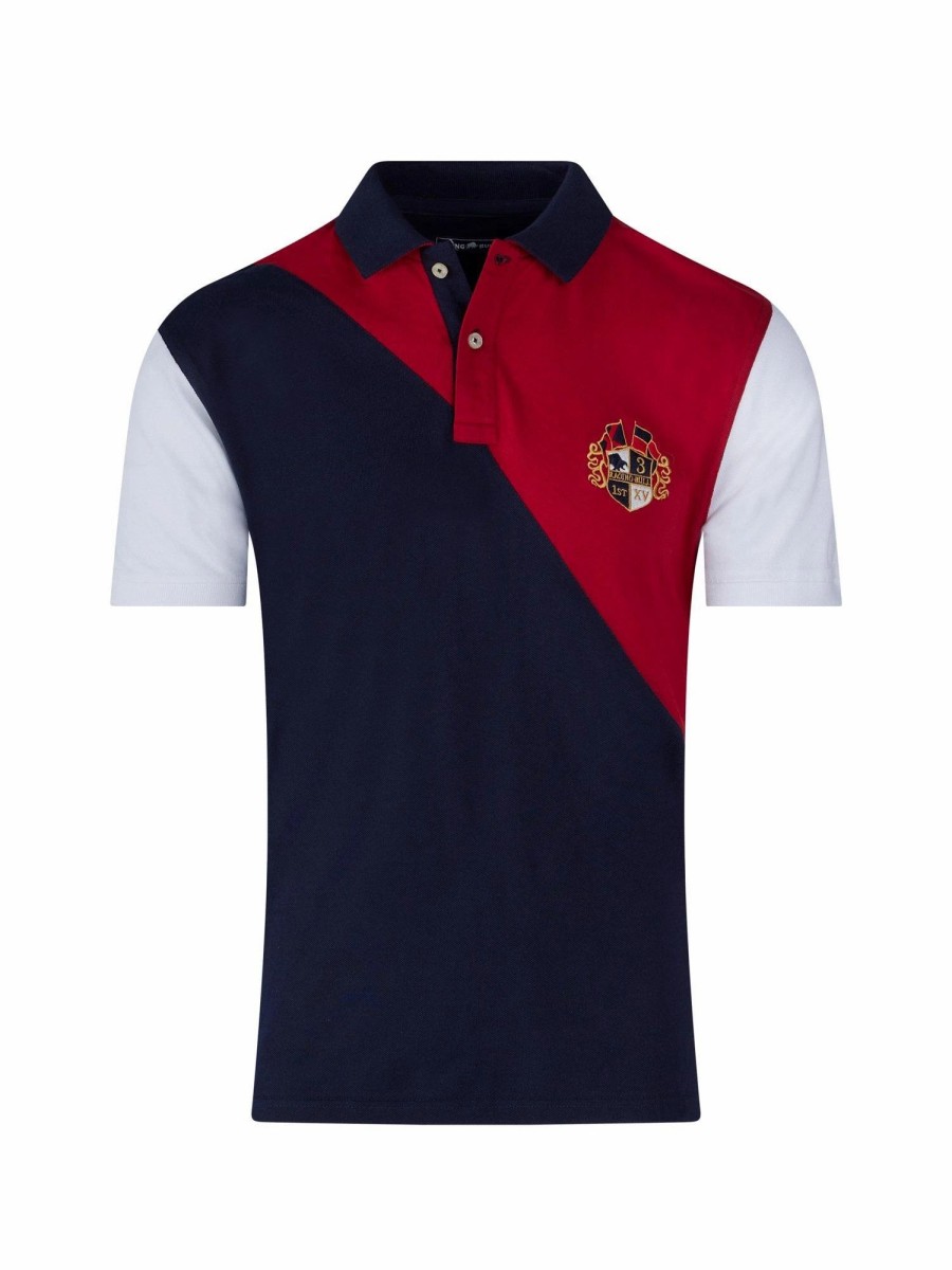 Polo Shirts * | Raging Bull Diagonal Cut And Sew Polo Navy