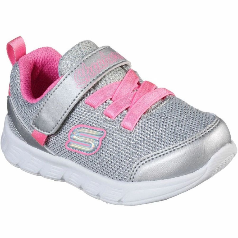 Shoes * | Skechers Girls Comfy Flex Moving On Sports Trainers Hot Pink/Purple