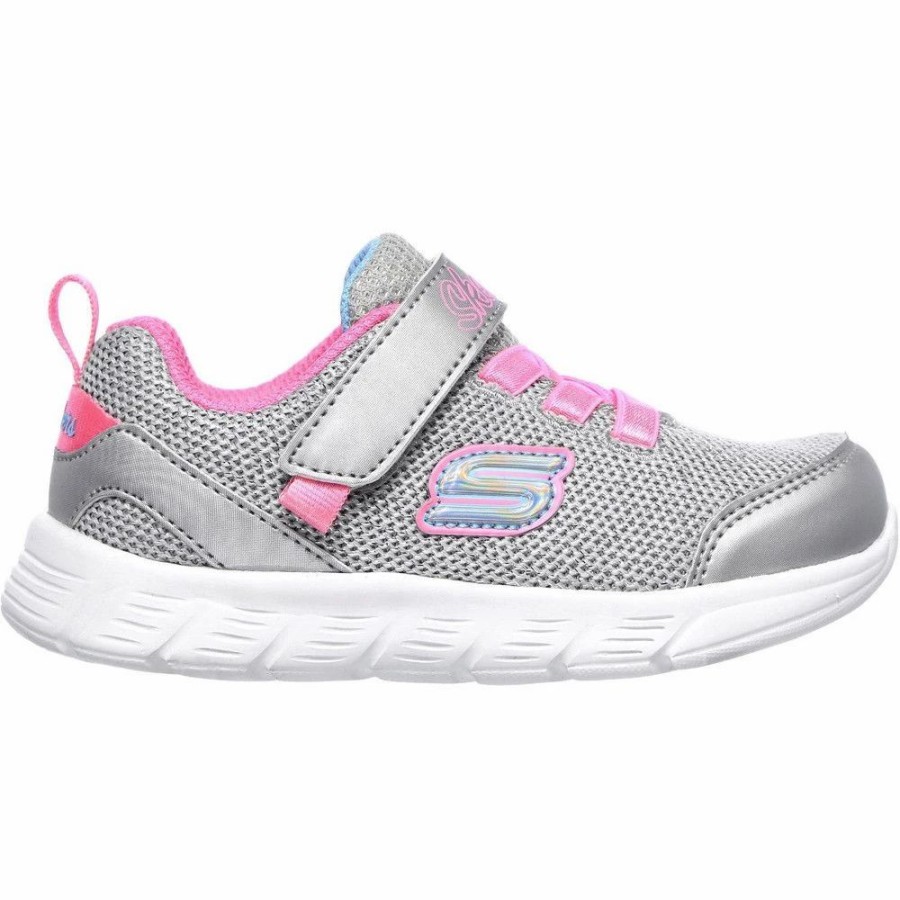 Shoes * | Skechers Girls Comfy Flex Moving On Sports Trainers Hot Pink/Purple