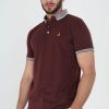 Polo Shirts * | Brave Soul 'Glover' Short Sleeve Jacquard Collar Jersey Polo Shirt Red