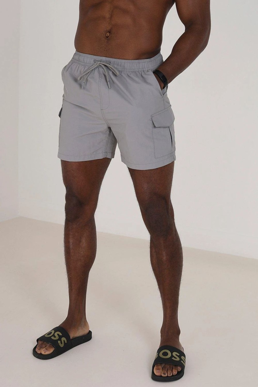 Swim Shorts * | Brave Soul 'Cooper' Cargo Pocket Swim Shorts Grey