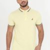 Polo Shirts * | Brave Soul 'Kanoh' Short Sleeve Pique Polo Shirt With Contrast Tipping Yellow