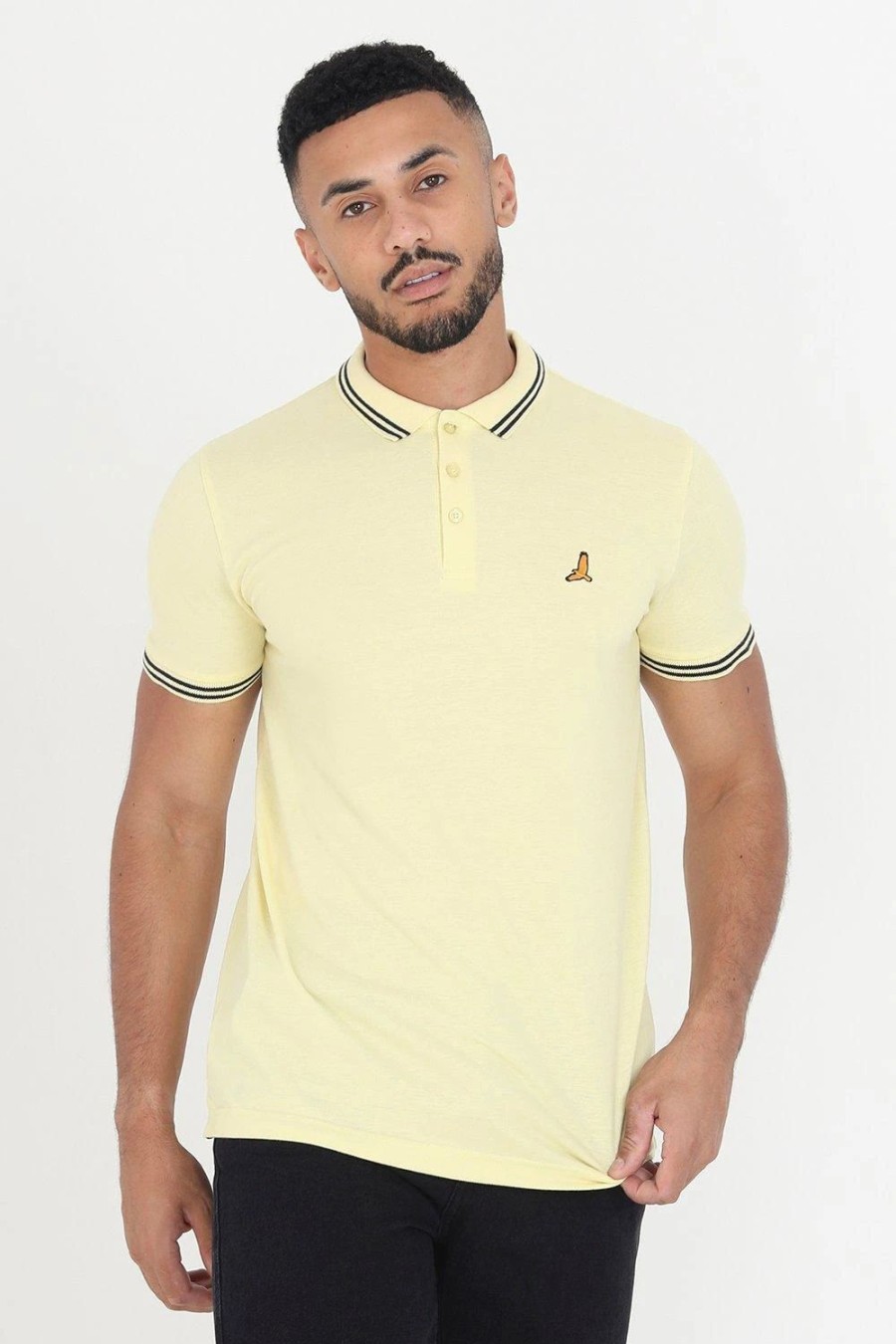 Polo Shirts * | Brave Soul 'Kanoh' Short Sleeve Pique Polo Shirt With Contrast Tipping Yellow