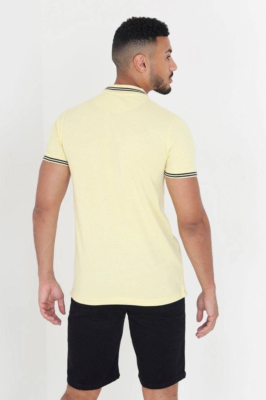 Polo Shirts * | Brave Soul 'Kanoh' Short Sleeve Pique Polo Shirt With Contrast Tipping Yellow