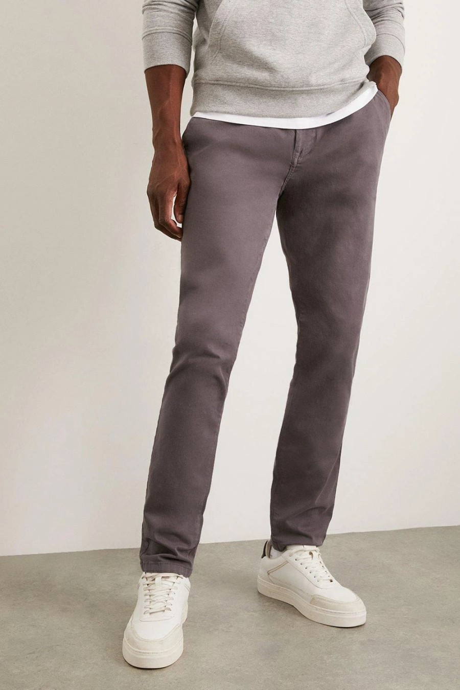 Chinos * | Burton Slim Fit Charcoal Chino Trousers Grey