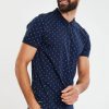 Polo Shirts * | Threadbare Benton' Geometric Print Cotton Jersey Zip Collar Polo Shirt Blue