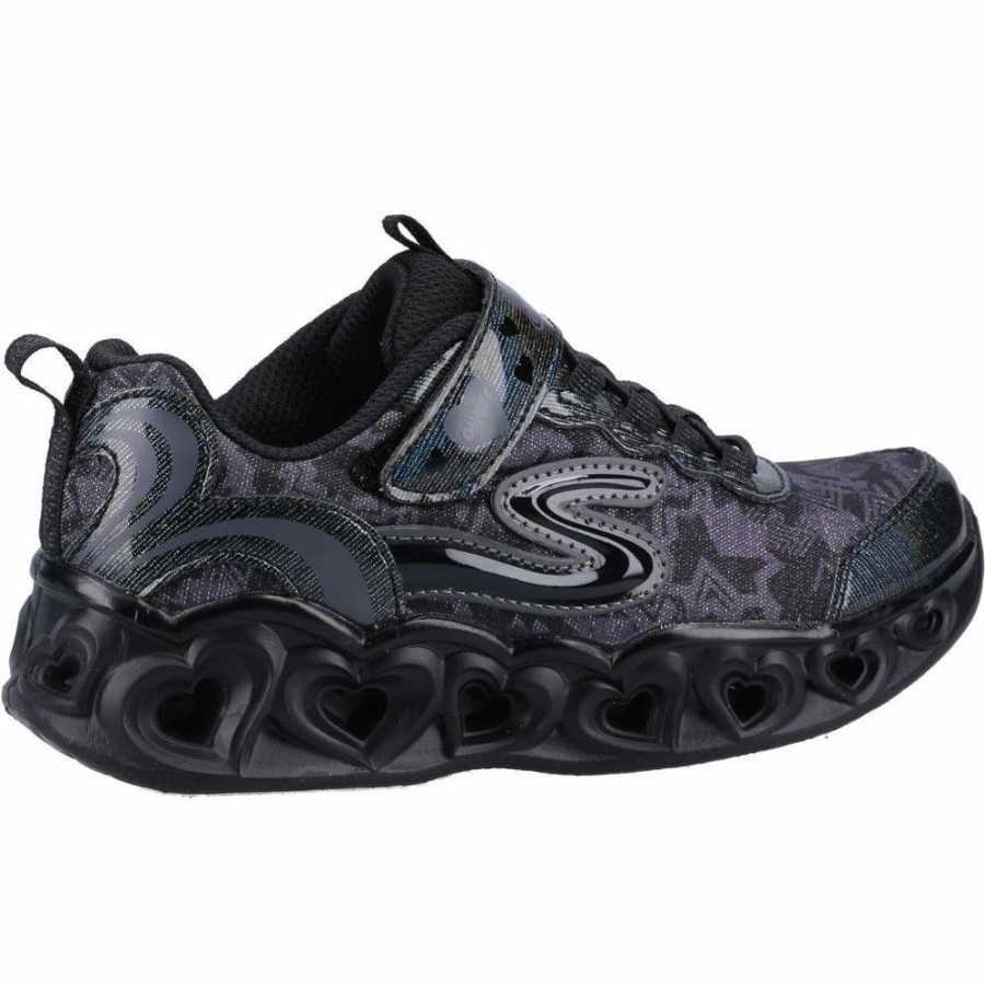 Shoes * | Skechers Girls Heart Lights Graphic Lighted Heart Trainers Black/Black