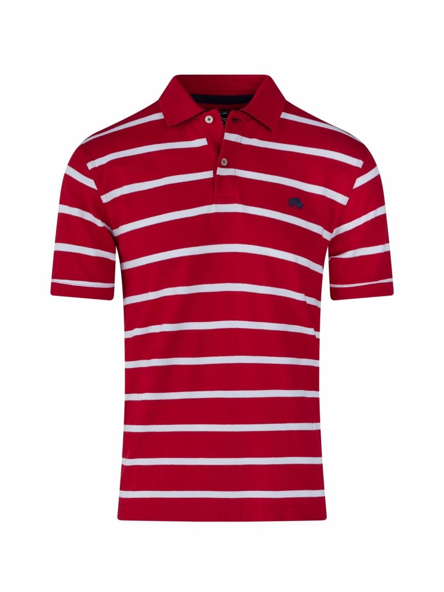 Polo Shirts * | Raging Bull Pique Stripe Polo Red