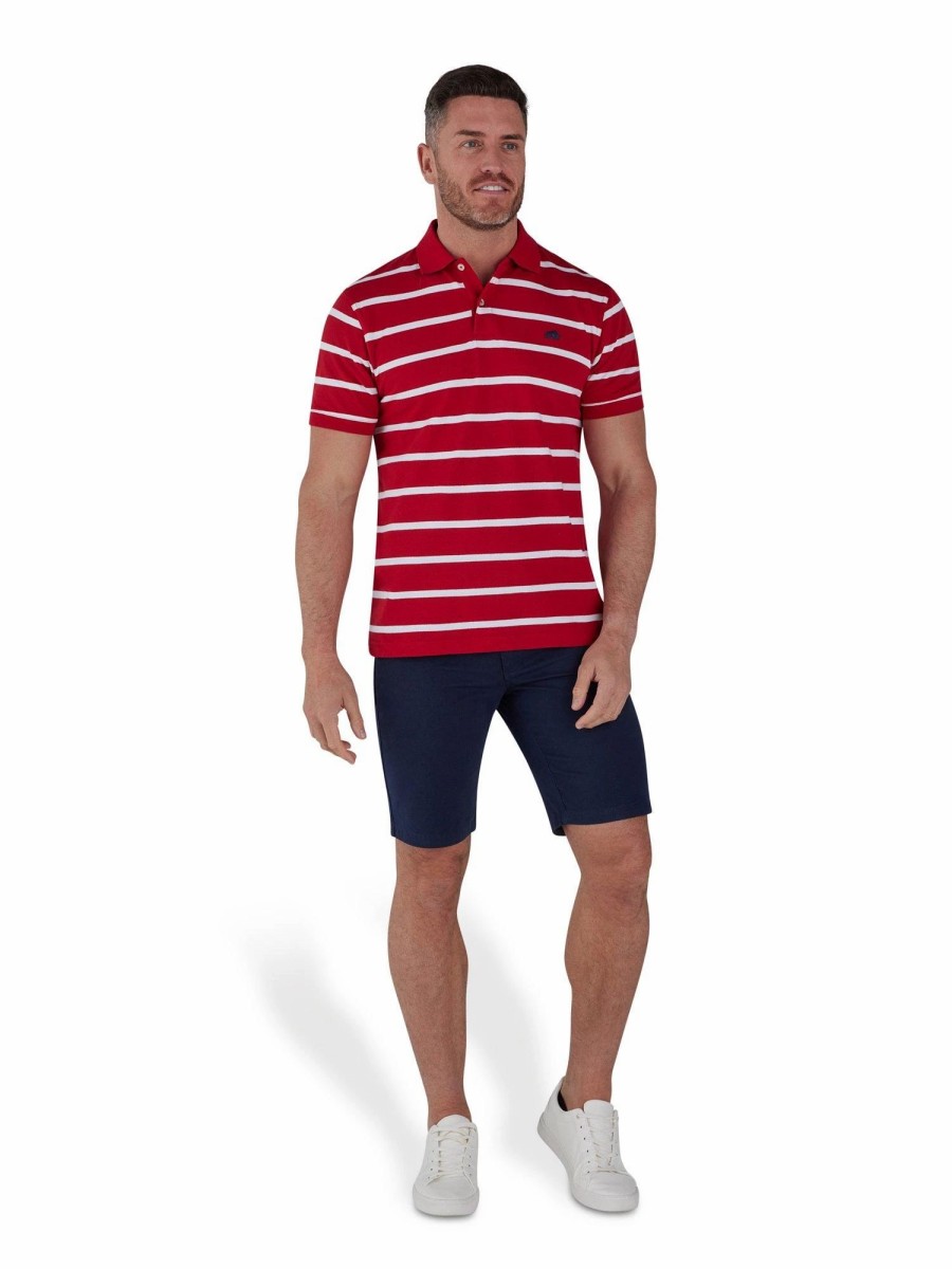 Polo Shirts * | Raging Bull Pique Stripe Polo Red