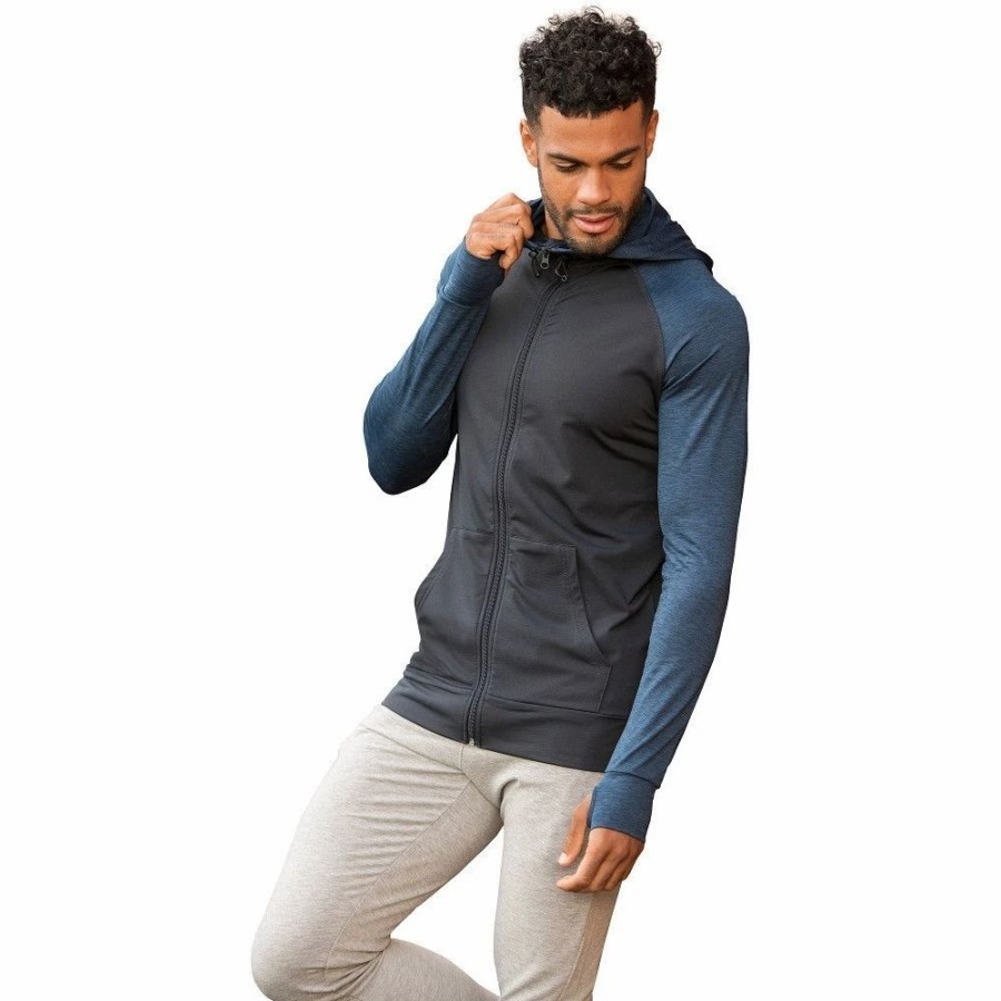 Hoodies * | Outdoor Look Mens Contrast Melange Full Zip Sweat Hoodie