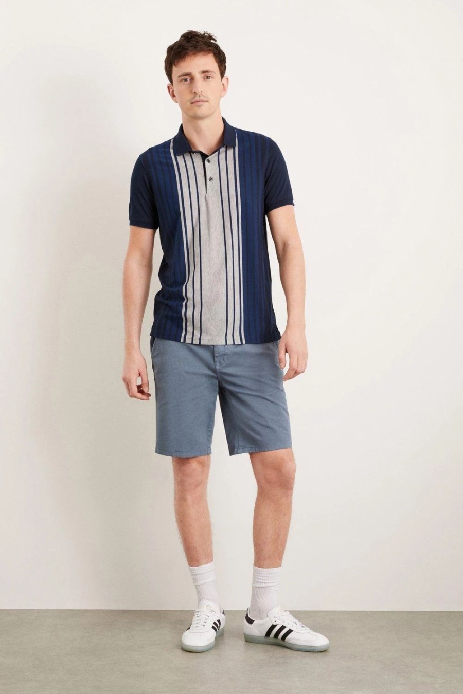 Polo Shirts * | Burton Short Sleeve Bowling Stripe Polo Blue