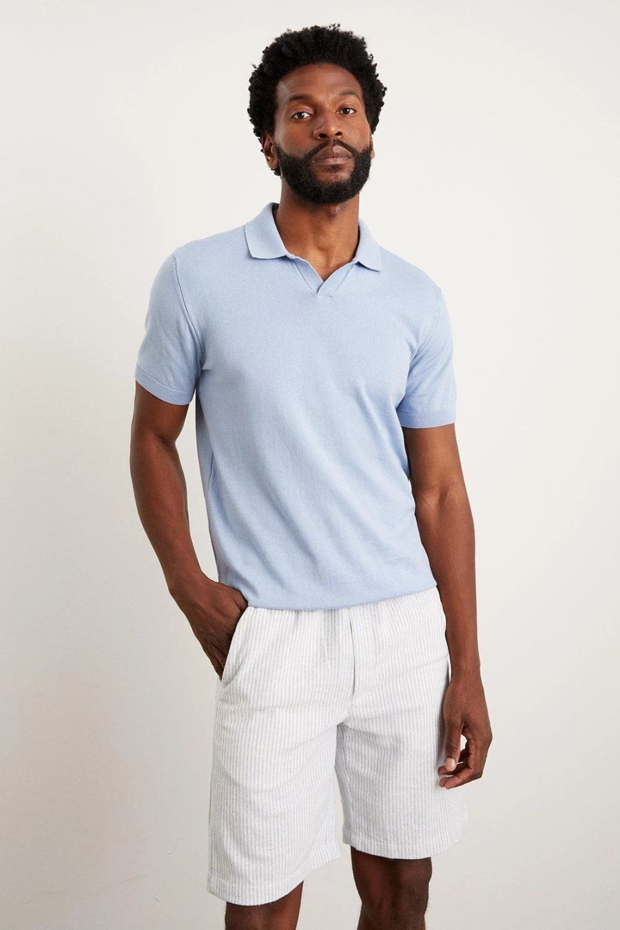 Polo Shirts * | Burton Slim Fit Short Sleeve Knitted Polo Blue