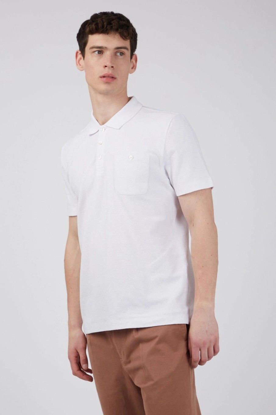 Polo Shirts * | Hammond & Co Short Sleeve Honeycomb Pique Polo White