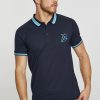 Polo Shirts * | Threadbare 'Stone' Contrast Detail Jersey Polo Shirt Blue