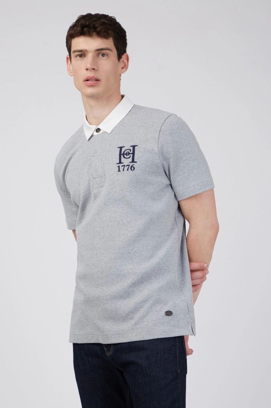 Polo Shirts * | Hammond & Co Short Sleeve Plain Rugby Shirt Grey