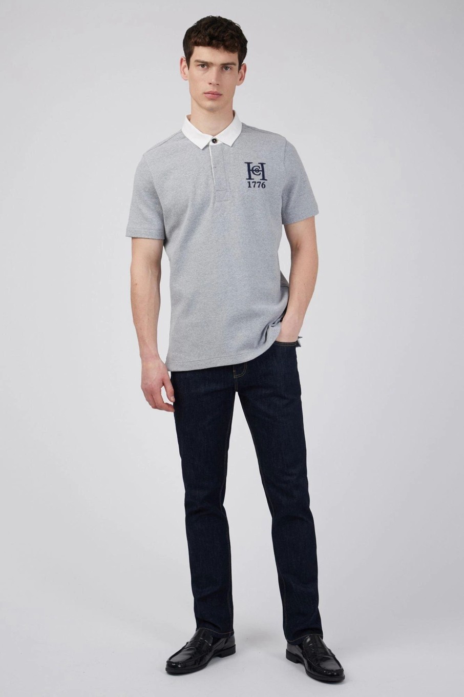 Polo Shirts * | Hammond & Co Short Sleeve Plain Rugby Shirt Grey