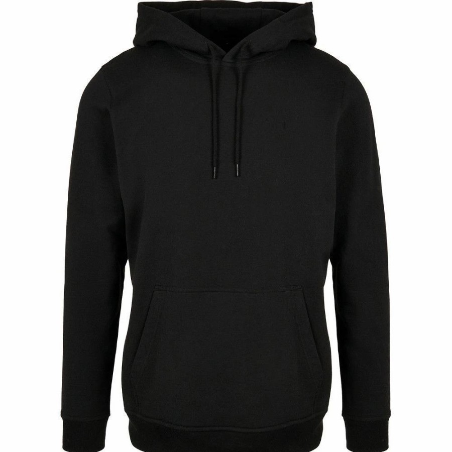 Hoodies * | Cotton Addict Mens Basic Regular Comfort Fit Casual Hoodie Black