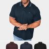 Polo Shirts * | Badrhino 3 Pack Tipped Polo Shirts Blue