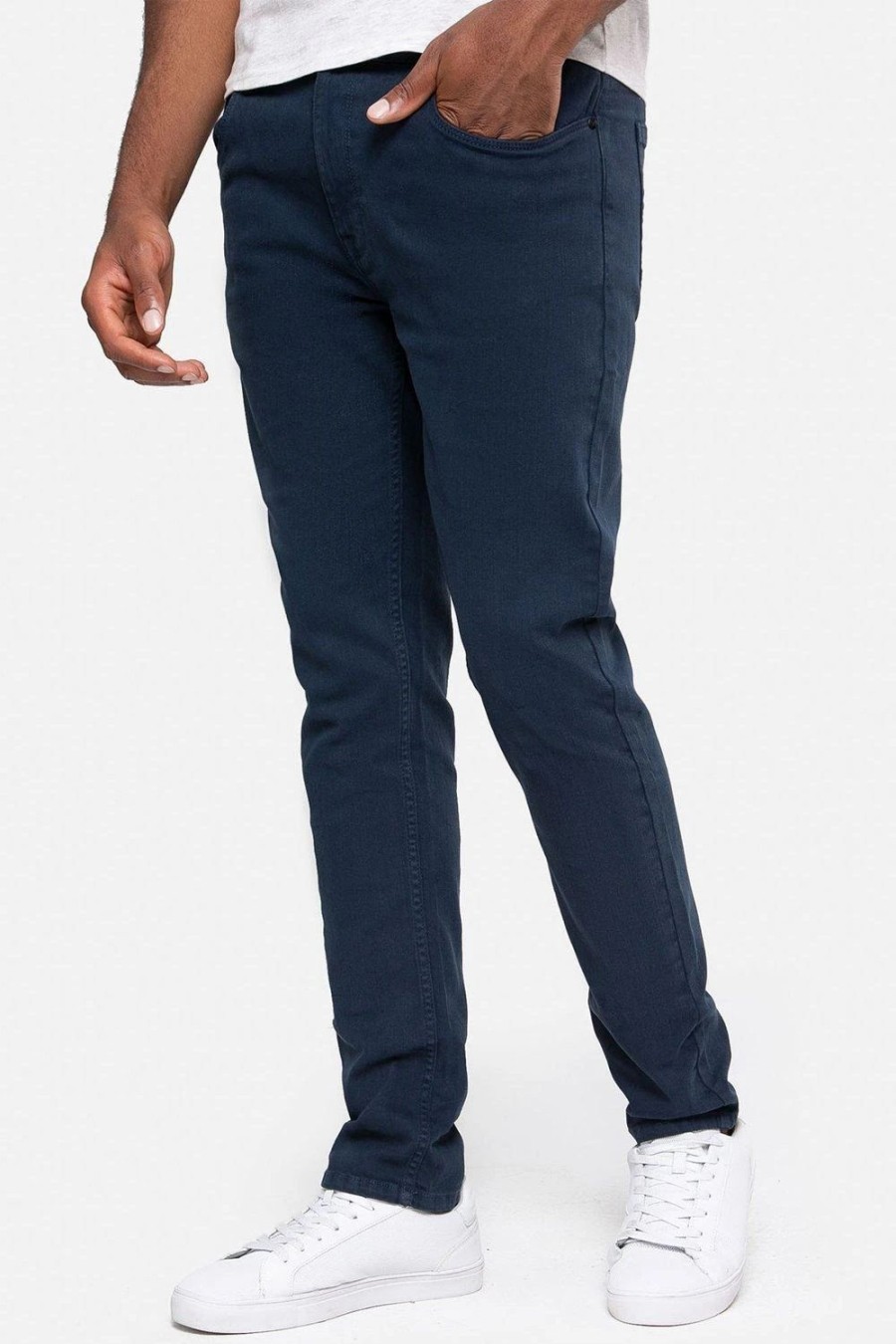 Chinos * | Threadbare Parisa' Chino Trousers With Stretch Navy