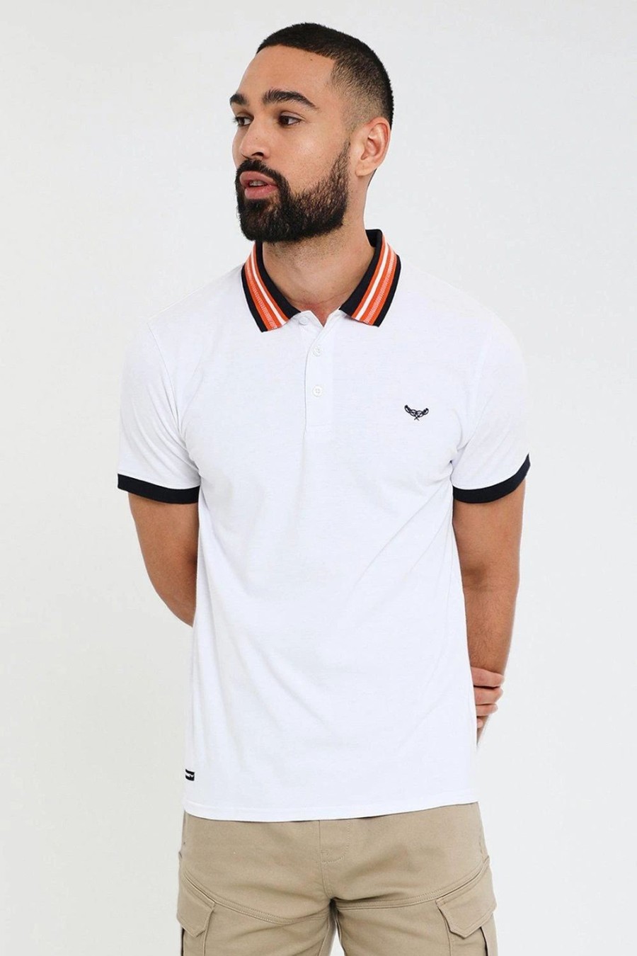 Polo Shirts * | Threadbare 'Covina' Contrast Detail Jersey Polo Shirt White