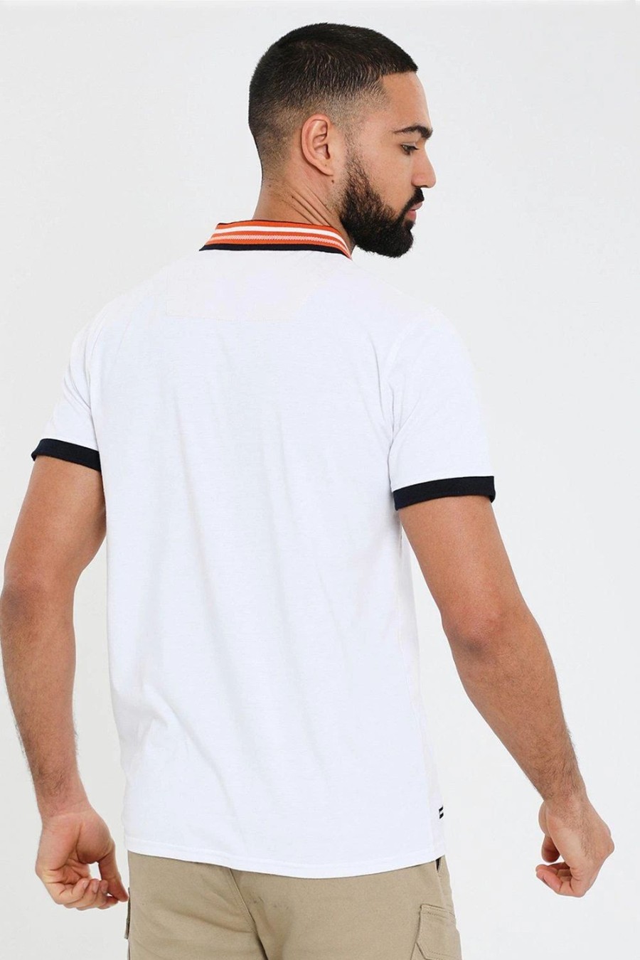 Polo Shirts * | Threadbare 'Covina' Contrast Detail Jersey Polo Shirt White