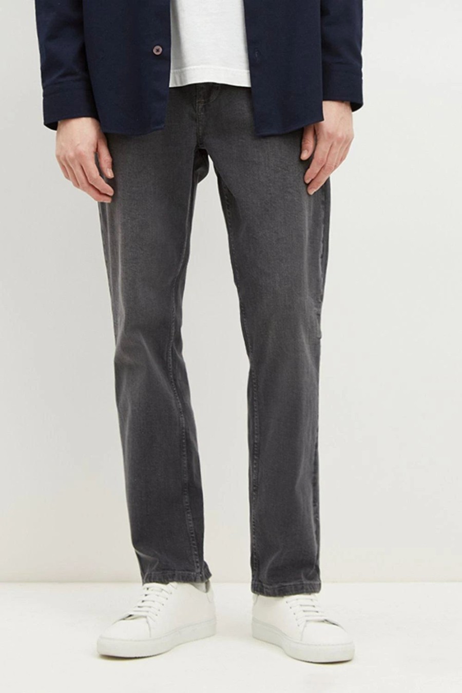 Jeans * | Burton Straight Leg Dark Jeans Grey