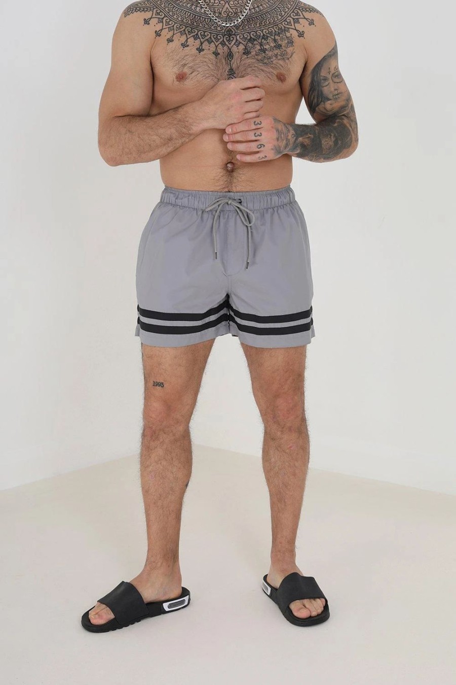 Swim Shorts * | Brave Soul 'Rios' Contrast Stripe Swim Shorts Grey