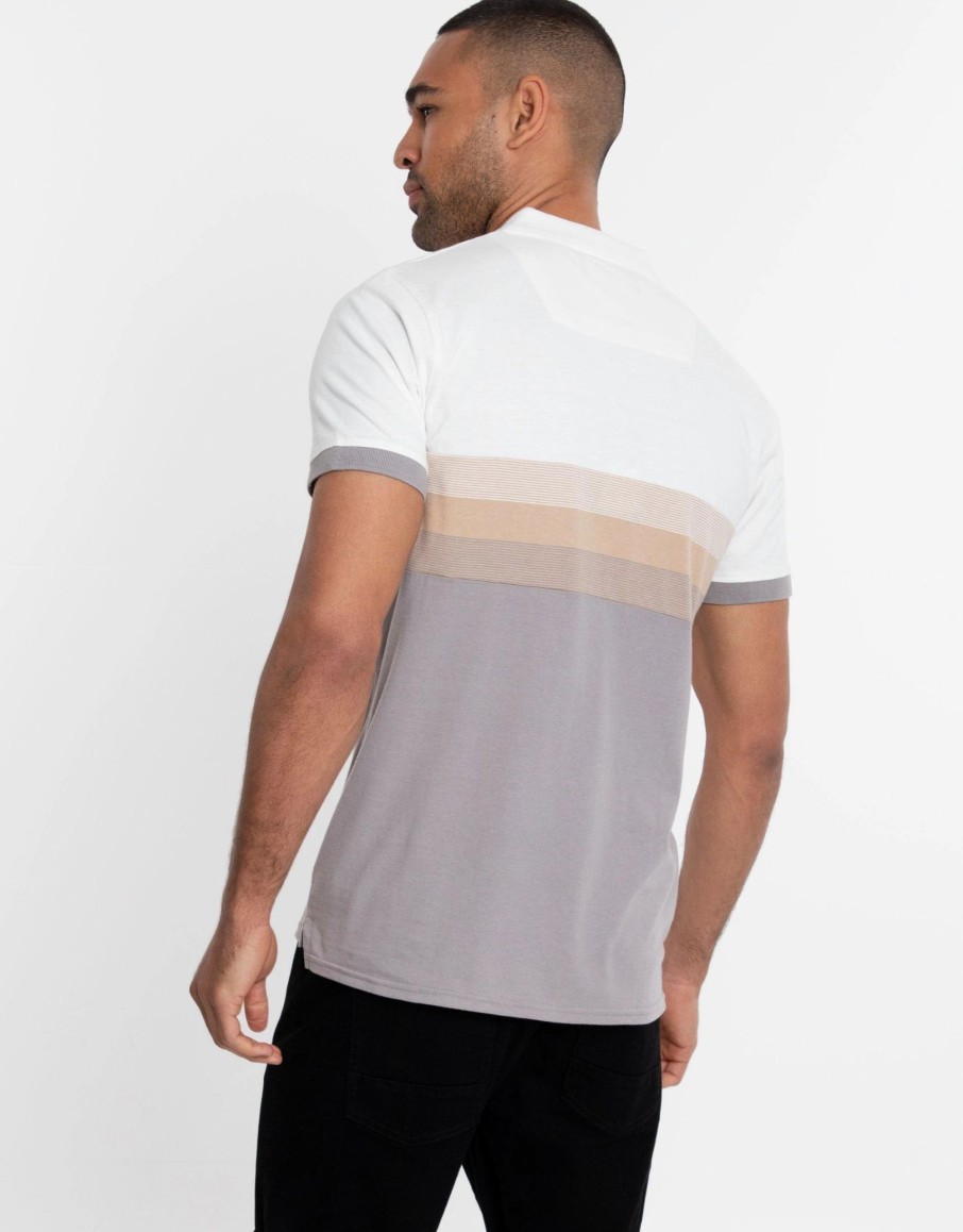 Polo Shirts * | Threadbare 'Ellington' Colour Block Jersey Polo Shirt Beige