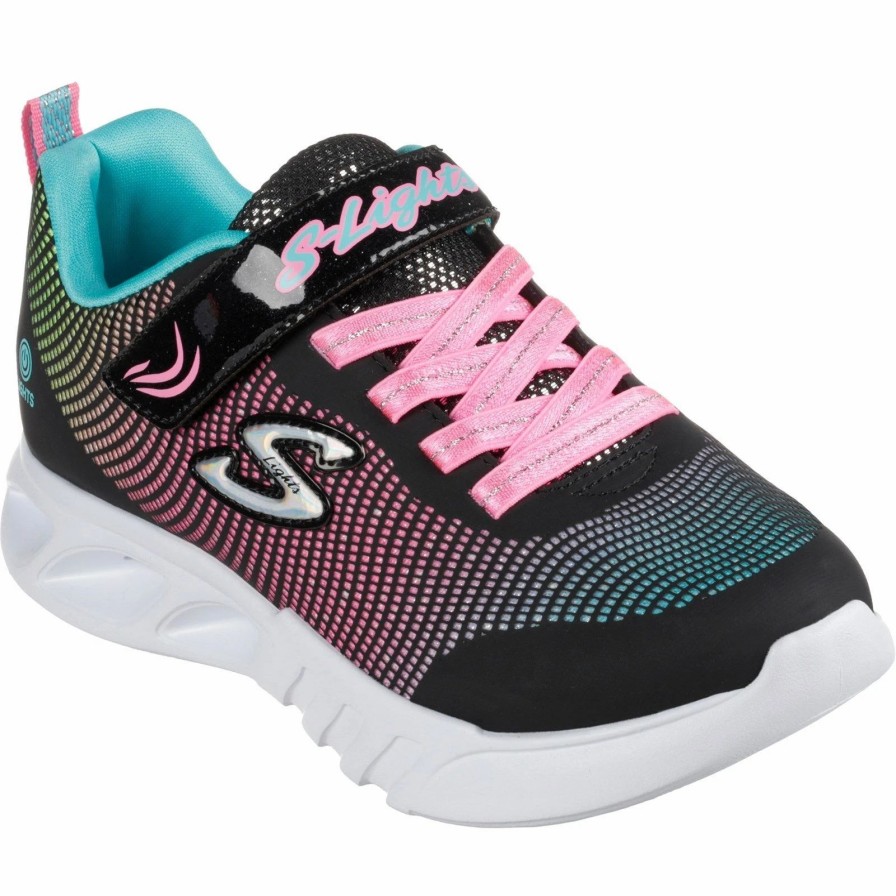 Shoes * | Skechers Girls Flicker Flash Cushioned Slip On Trainers