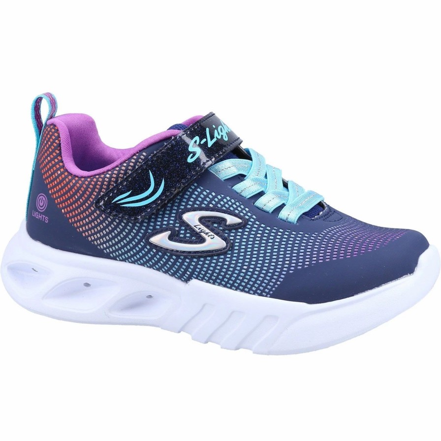 Shoes * | Skechers Girls Flicker Flash Cushioned Slip On Trainers