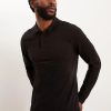 Polo Shirts * | Burton Long Sleeve Pique Polo Shirt Black