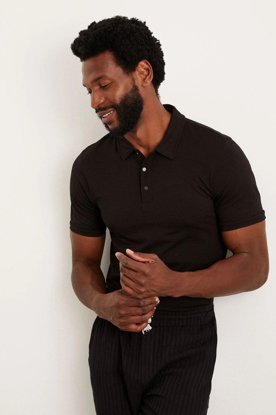 Polo Shirts * | Burton Short Sleeve Muscle Popper Polo Shirt Black