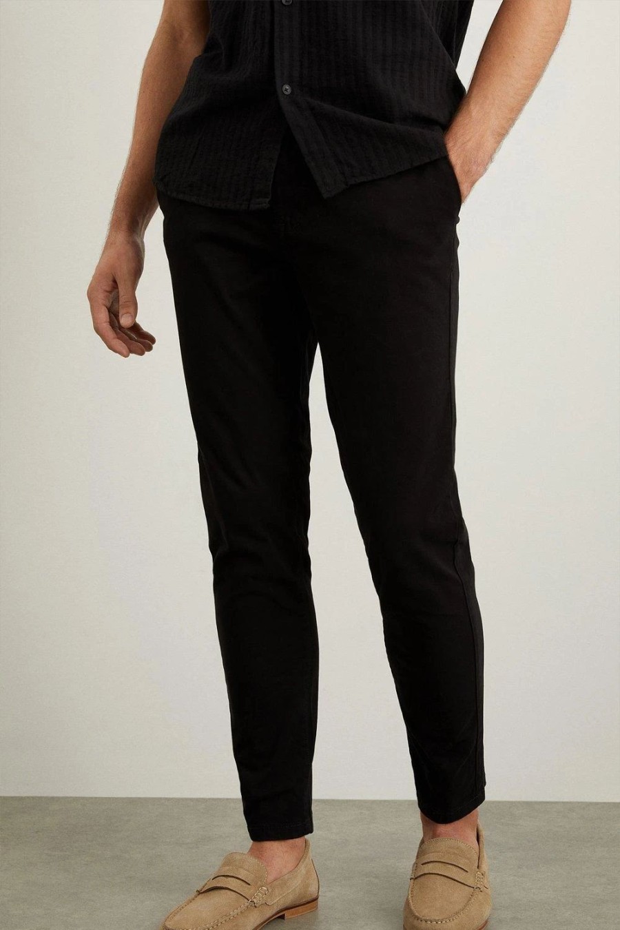 Chinos * | Burton Skinny Fit Chino Trousers Black