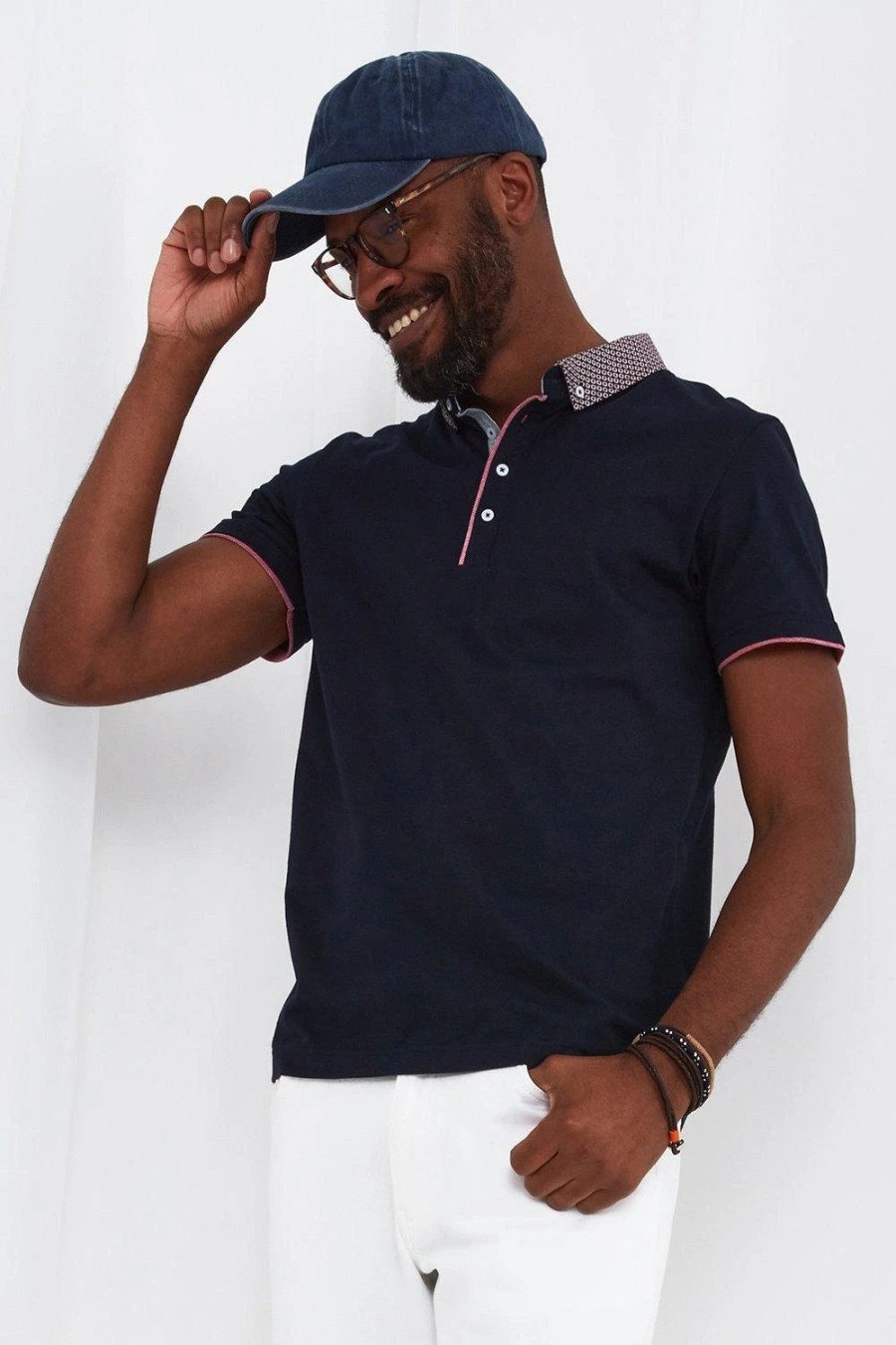 Polo Shirts * | Joe Browns Classic Smart Contrast Collar Short Sleeve Polo Shirt Navy