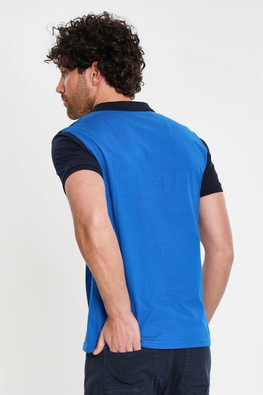 Polo Shirts * | Threadbare 'Gilberto' Contrast Detail Cotton Jersey Polo Shirt Blue