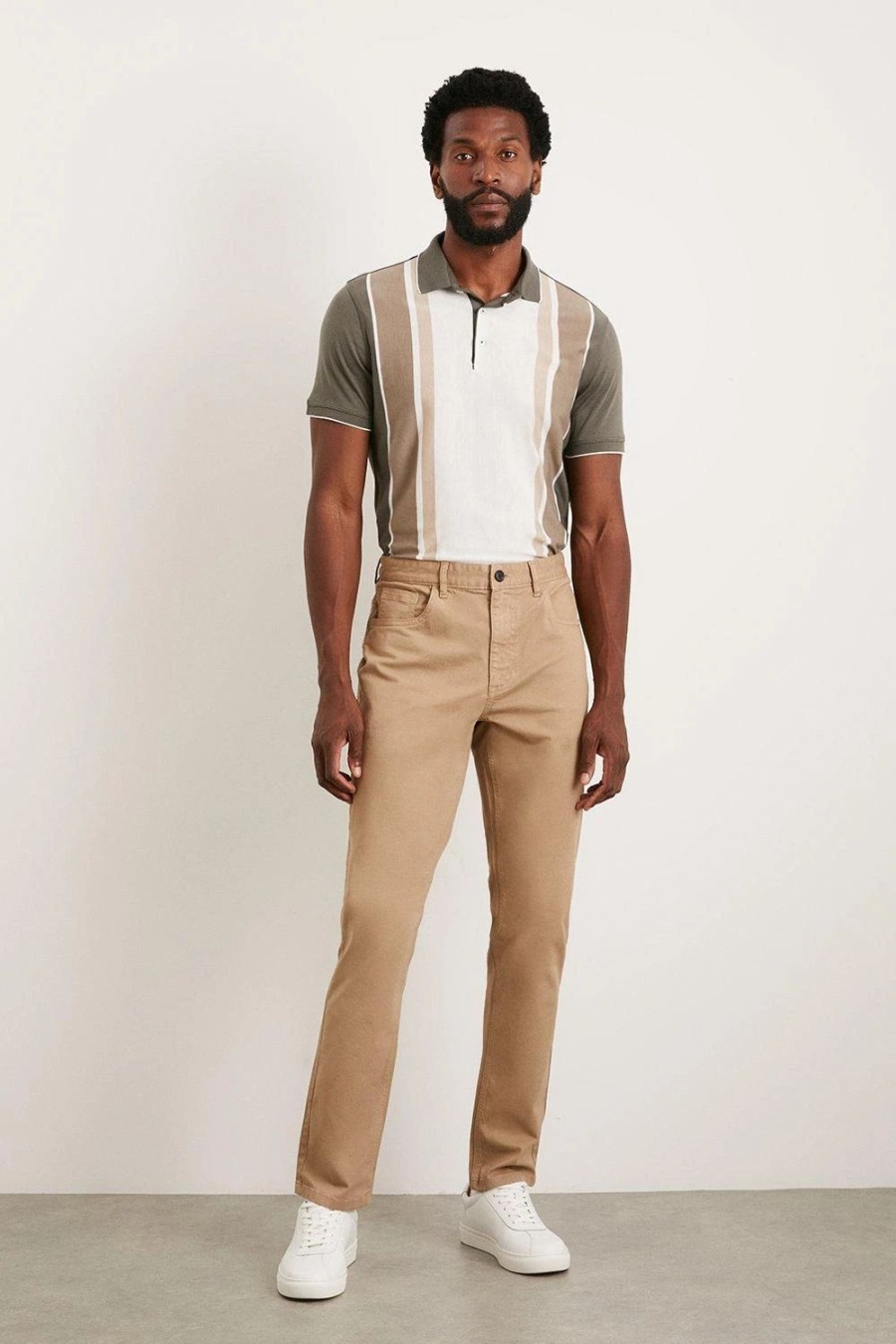 Chinos * | Burton Slim Fit Stone 5 Pocket Chino Trousers Beige