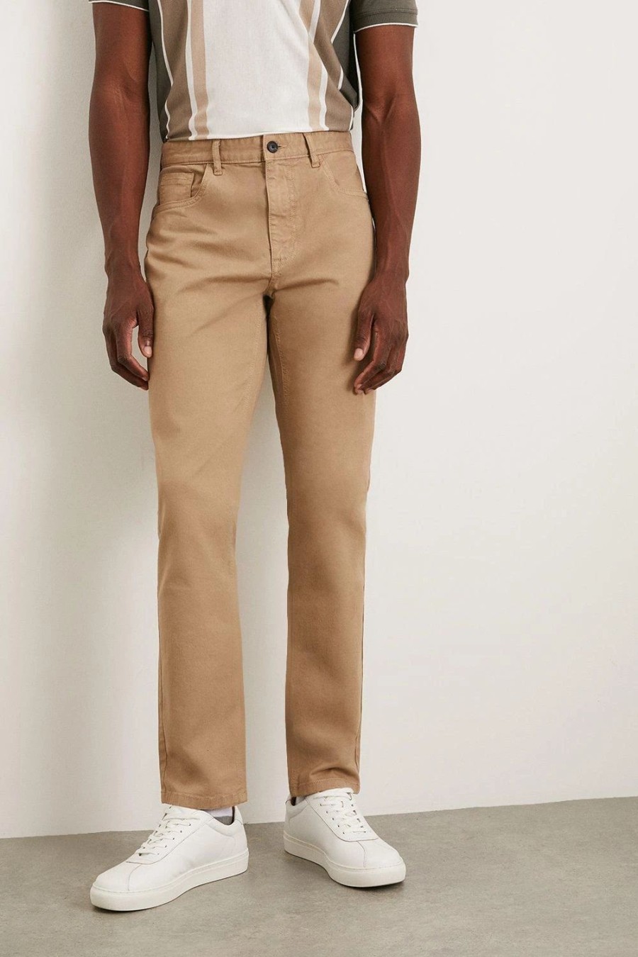 Chinos * | Burton Slim Fit Stone 5 Pocket Chino Trousers Beige