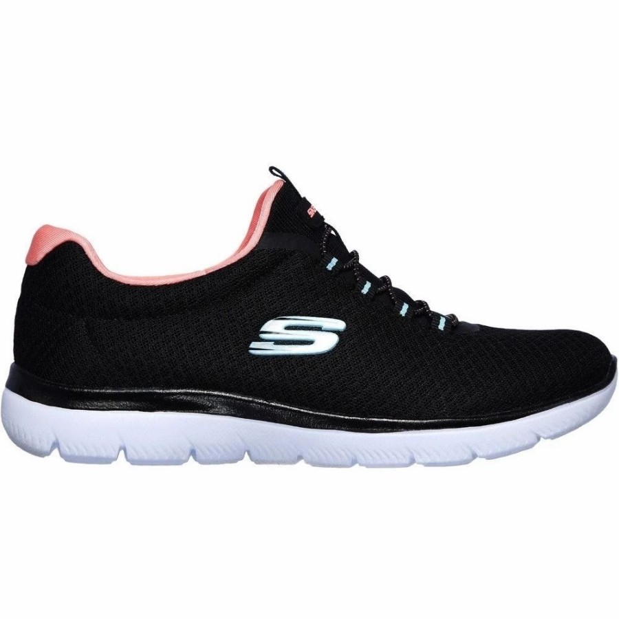 Shoes * | Skechers Womens Summits Slip On Lightweight Sports Trainers Charcoal Purple