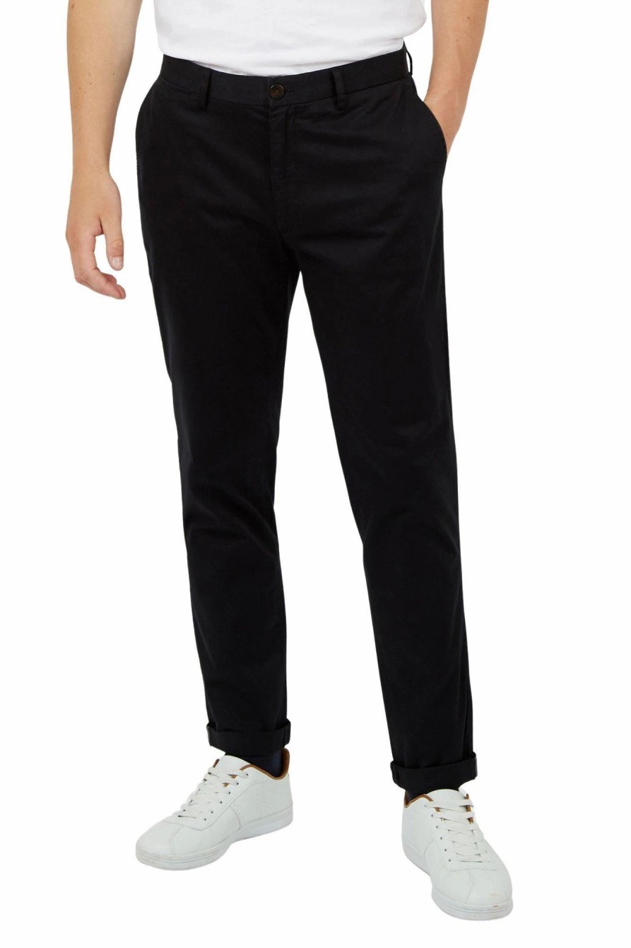 Chinos * | Ben Sherman Cotton Stretch Slim Chino Trousers Black