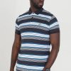 Polo Shirts * | Brave Soul 'Universal' Cotton Jersey Stripe Polo Shirt Blue