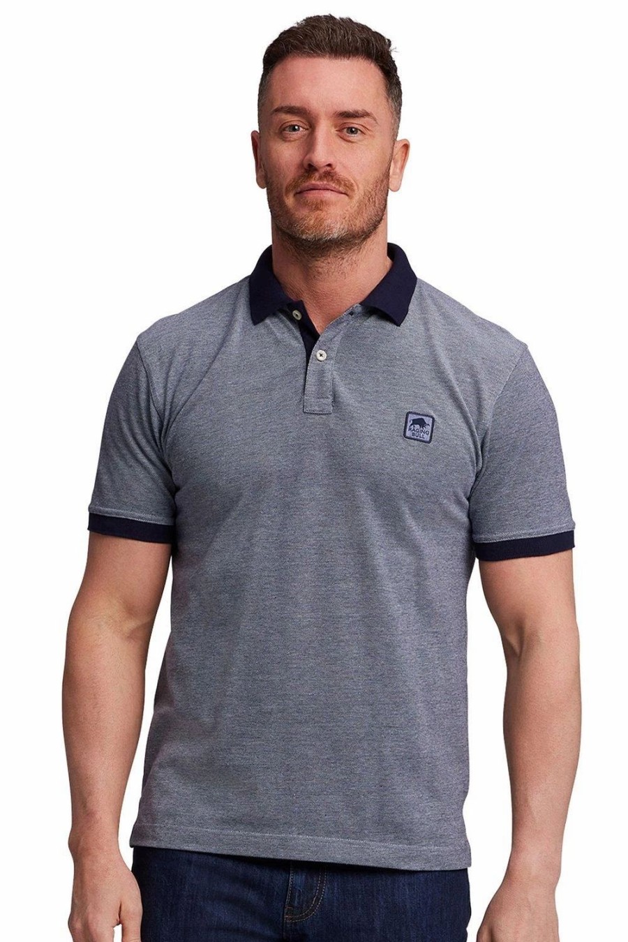 Polo Shirts * | Raging Bull 2 Tone Pique Polo Navy