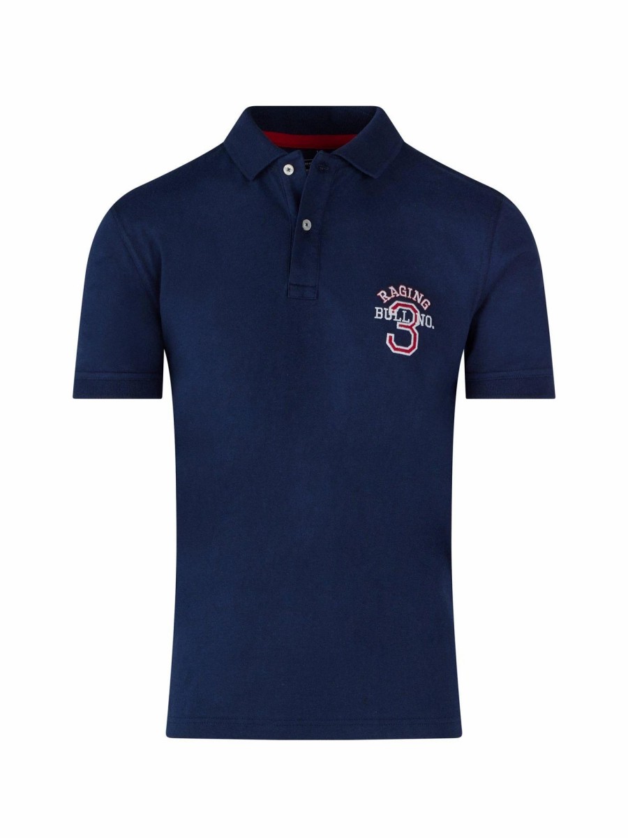 Polo Shirts * | Raging Bull Number 3 Jersey Polo Navy