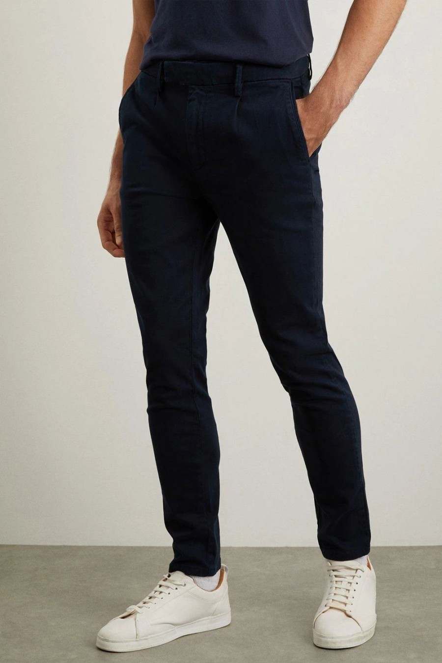 Chinos * | Burton Regular Fit Chino Trousers Navy