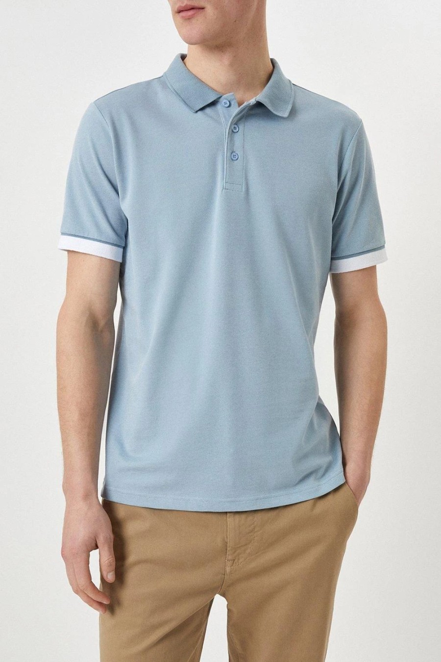 Polo Shirts * | Burton Two-Tone Pique Polo Shirt Blue