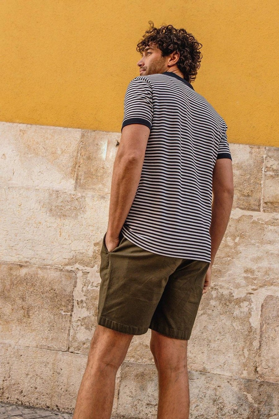 Polo Shirts * | Threadbare 'Domino' Revere Collar Striped Pique Polo Blue