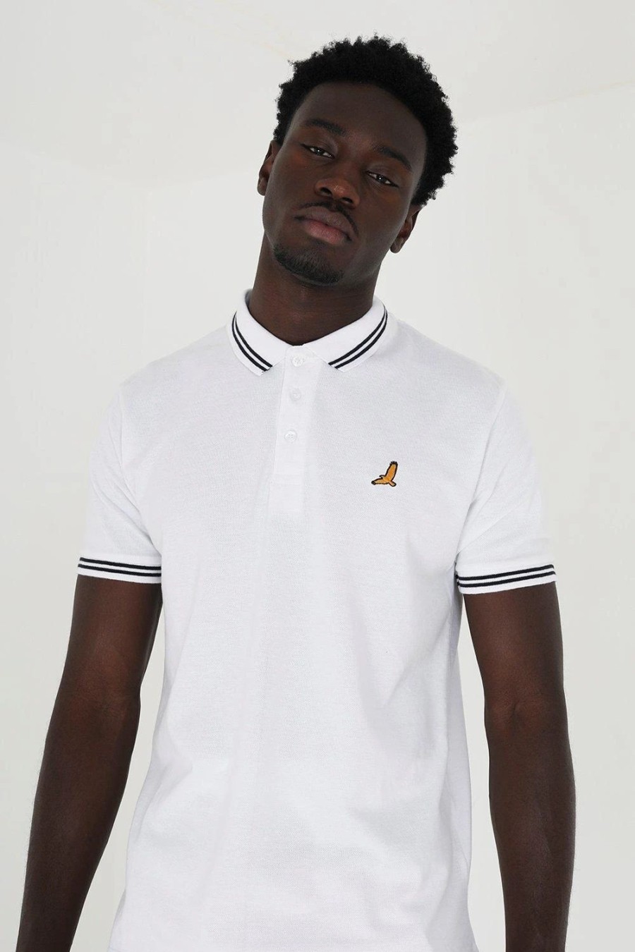 Polo Shirts * | Brave Soul 'Kanoh' Short Sleeve Pique Polo Shirt With Contrast Tipping White