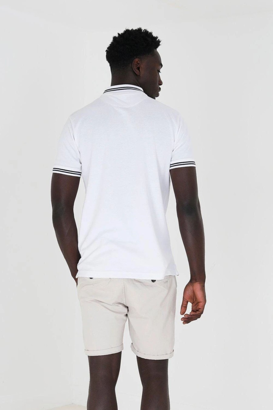 Polo Shirts * | Brave Soul 'Kanoh' Short Sleeve Pique Polo Shirt With Contrast Tipping White